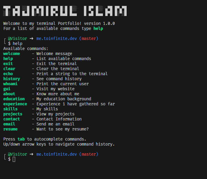 Terminal Portfolio with Node.js